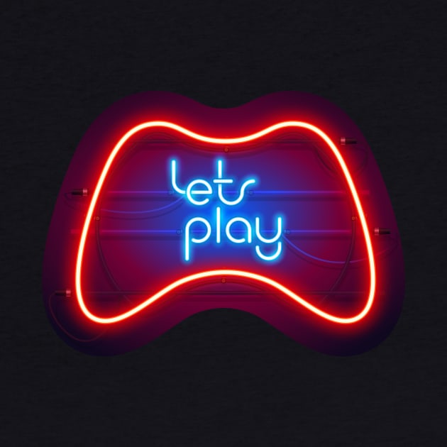 Colorful Neon Let's Play Sign with Game Controller by Voysla